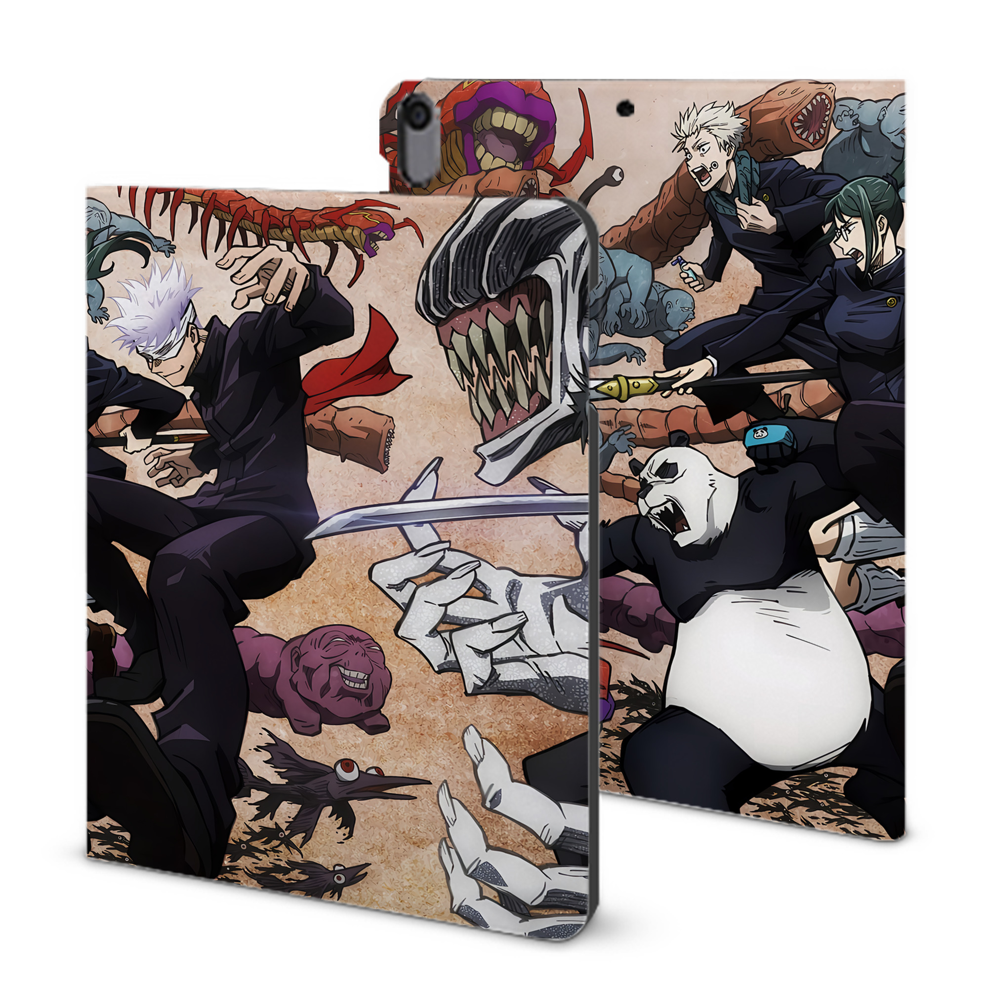 （画像用） 呪術廻戦 Jujutsu Kaisen IPad ケース ブック型 PUレザー TPU 耐衝撃 軽量 薄型 ペン収納なし 全面保護 IPad 各モデル対応